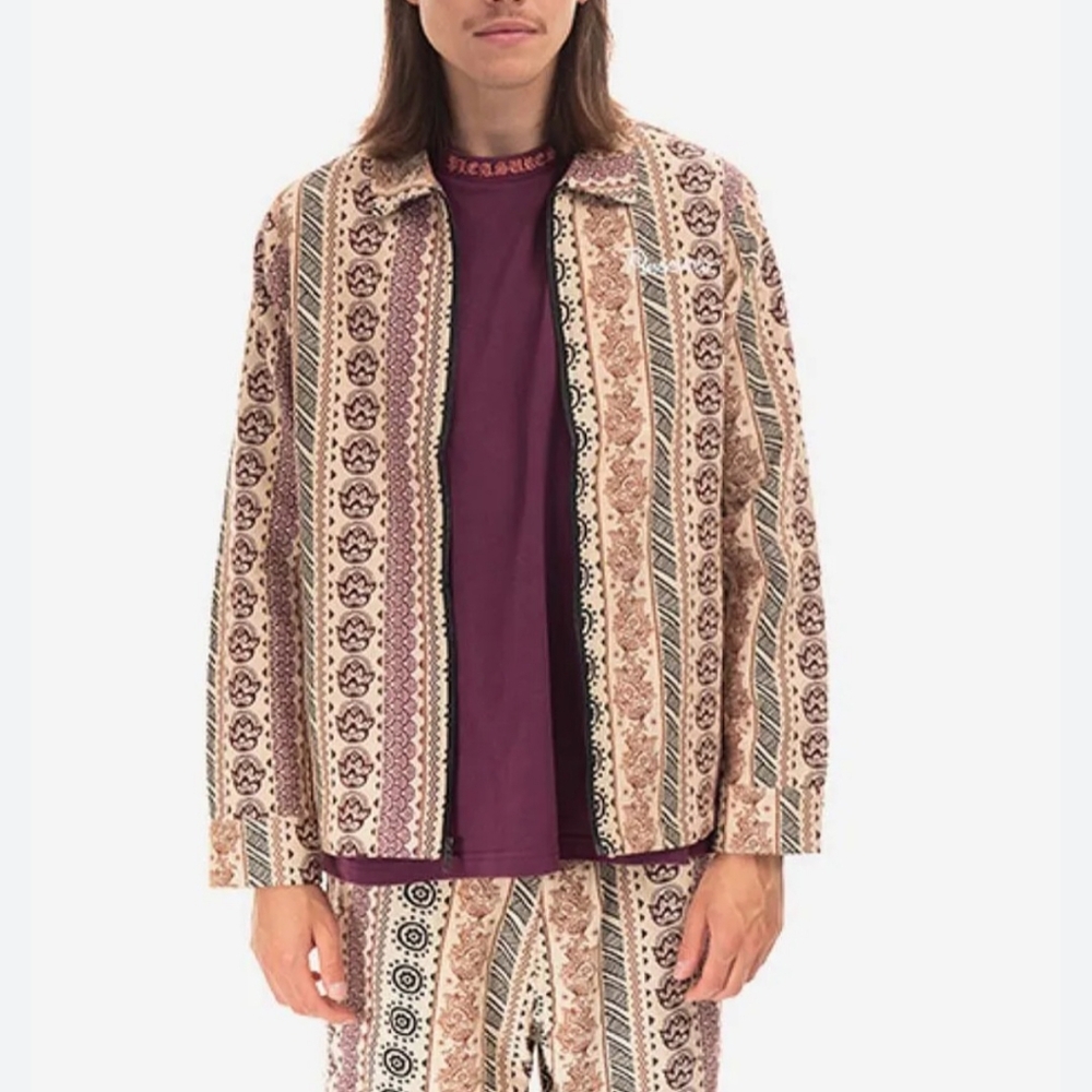 Pleasures Now Medallion Stripe Zip Front Jacket